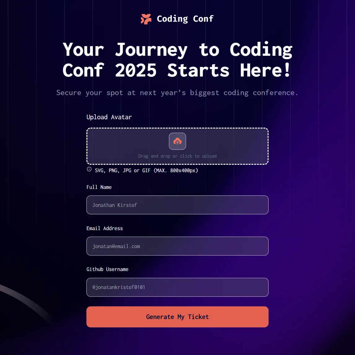 Conference Ticket Generator